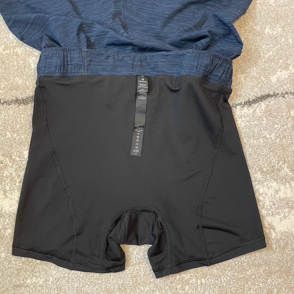 Lululemon Surge Lined Short 6" Heathered Navy Blue Mens XS Running Athletic Gym - Picture 4 of 6